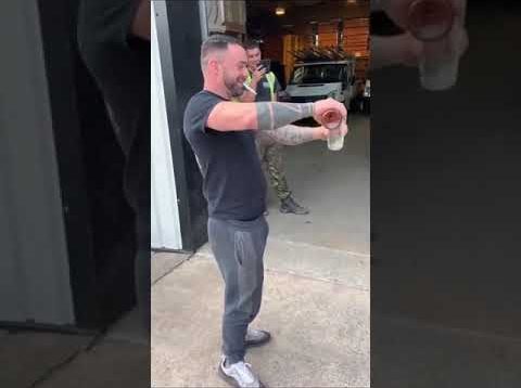 Man drinks a whole bottle of Whisky in 30 seconds then gets drunk