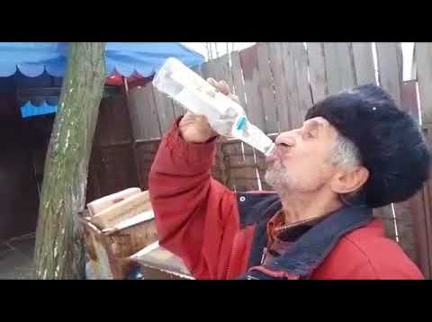 RUSSIAN MAN DRINKED 3 BOTTLES OF VODKA IN 5 MINUTES.